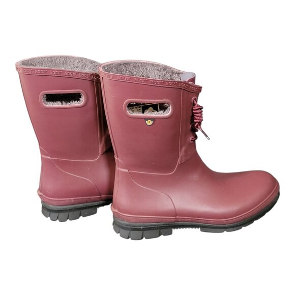 Bogs Amanda Waterproof Faux Fur Lining Plush Burgundy Red Boots Women's Size 10 - Picture 5 of 13